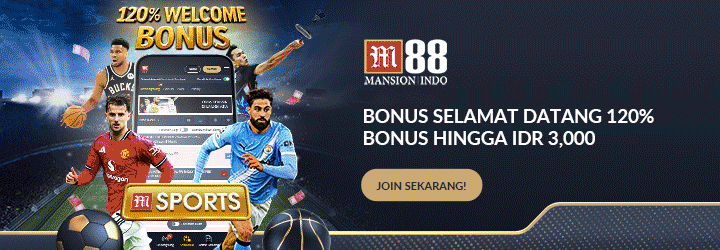 Animasi banner informasi tentang taruhan olahraga dan kasino online di platform M88